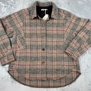 Mystree Women's Plaid Jacket Size L Wool Blend NWT $82 Browns